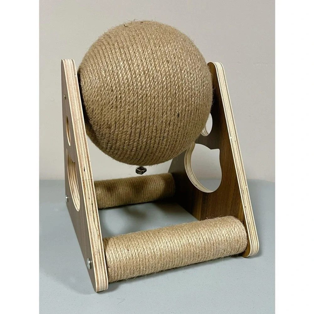 Wood Cat Kitten Rabbit Pet Scratching Post Scratcher Sisal Ball Toy Furniture 🐈